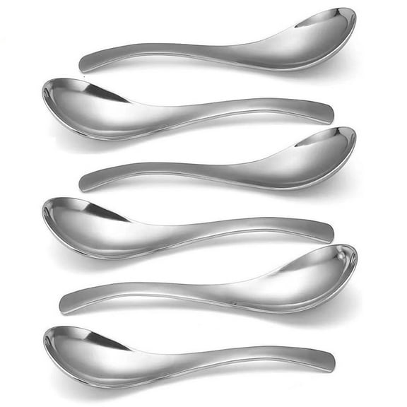 Thick Heavy-weight Soup Spoons, High Grade Stainless Steel Soup Spoons, Set of 6