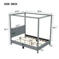 thumbnail image 2 of Queen Size Canopy Bed with Headboard, Queen Upholstered Platform Bed with Side Pocket, USB & Type-C Ports, Modern 4 Poster Bed Wooded Bed Frame for Teens Adults Bedroom, No Box Spring Needed, Gray, 2 of 9