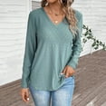 thumbnail image 2 of Huanyaaa Women's Casual Solid V Neck Long Sleeved Top Shirt for Women Womens Lightweight Long Sleeve Shirt Ladies Athletic Wear Womens Tees Short Sleeve Long Sleeves Shirt Long Exercise Shirts Women, 2 of 5