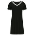 thumbnail image 5 of Summer Dresses for Women 2024 Trendy Casual T Shirt Dress Short Sleeve V Neck High Waist A-Line Loose Fit Knee Length Dress ,XL, 5 of 5