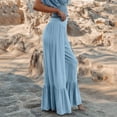 thumbnail image 5 of Patlollav Womens Comfort Pants Wide Leg Palazzo Track Pants Ruched Elastic High Waist Pants, 5 of 6