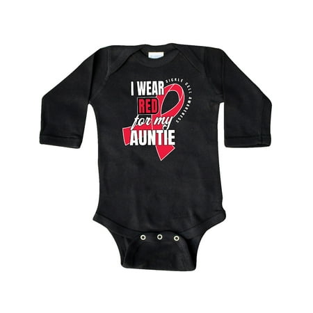 

Inktastic Sickle Cell Awareness I Wear Red For My Auntie Gift Baby Boy or Baby Girl Long Sleeve Bodysuit