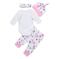 thumbnail image 3 of Dewadbow 4PCS Newborn Infant Baby Girl Outfits Clothes Set Romper Bodysuit+Pants Leggings, 3 of 5