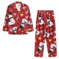 thumbnail image 5 of Garronmavis Christmas Snowman Pajama Set for Women Long Sleeve Button Down 2-Piece Loungewear Breathable Sleepwear PJs with Pants, Cute Night Clothes, 5 of 7