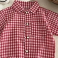 thumbnail image 3 of JUMEYU Boys Plaid Shirt Kids Little Boys Short Sleeve Button Shirt Toddler Shirt 3T 4T (Red,3-4 Years), 3 of 3
