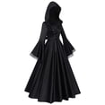 thumbnail image 2 of IUYRTFE Women Gothic Hooded Long Sleeve Maxi Dress Mysterious Dark Style Hoodie Gown for Halloween Themed Parties, 2 of 9
