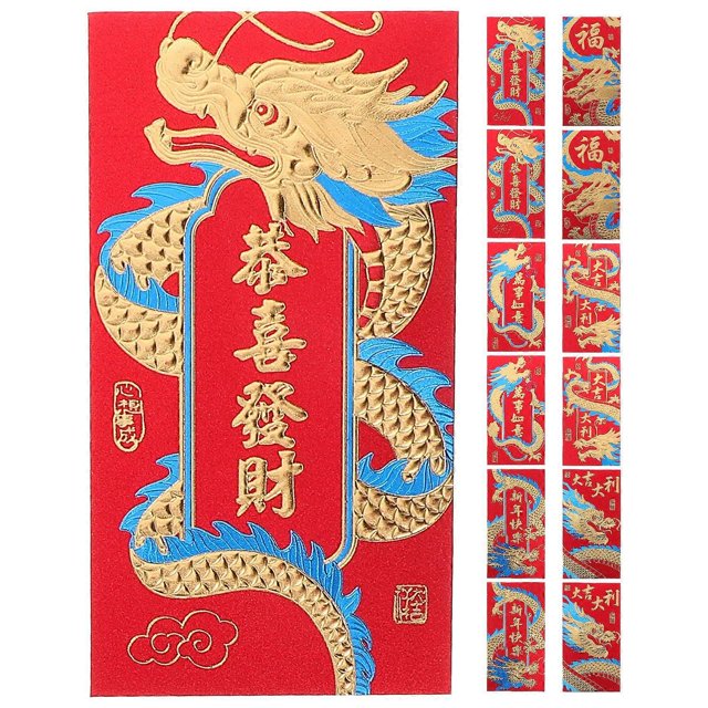 24pcs Festival Red Envelopes Money Storage Pouches Luck Money Pockets New Year Supply