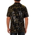 thumbnail image 3 of INSPIRE CHIC Men's Short Sleeve Button Down 70s Disco Costume Party Shirts XL Black Golden, 3 of 4