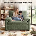 thumbnail image 4 of ROGALIS 42" Modern Armchair, Oversized Accent Chair with Padded Arms, Chenille Fabric, Green, 4 of 7