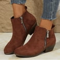 thumbnail image 5 of Viluyesy Womens Ankle Boots, Side Zipper Wide Calf Pointed Toe Fall Winter Suede Dress Booties Brown, 5 of 7