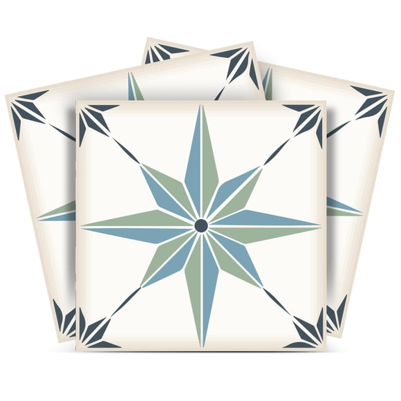 Autocollants de Carreaux par Mi Alma 24 Pcs Talavera Pochoirs Muraux Autocollants Muraux à Peler et Coller Application Facile – Idéal pour Décalcomanies de Carreaux Muraux de Salle de Bain, Cuisine (Carreau Étoile 5, 4x4 Pouces)