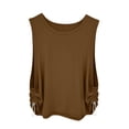 thumbnail image 5 of Women's Workout Tank Tops Lightweight Sleeveless Athletic Tops Drawstring Side Ruched Yoga Running Shirts Brown 2XL, 5 of 6