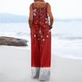thumbnail image 4 of Women's Christmas Print Solid Wide-Leg Strapless Tank Jumpsuit with Pockets, Dark Red, Size L, 4 of 6