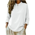 thumbnail image 3 of Pxxlle Plus Size Tops for Women Casual Spring Long Sleeve Shirt Loose Fit Button Up Shirts Solid Color Basic Tees White M, 3 of 7