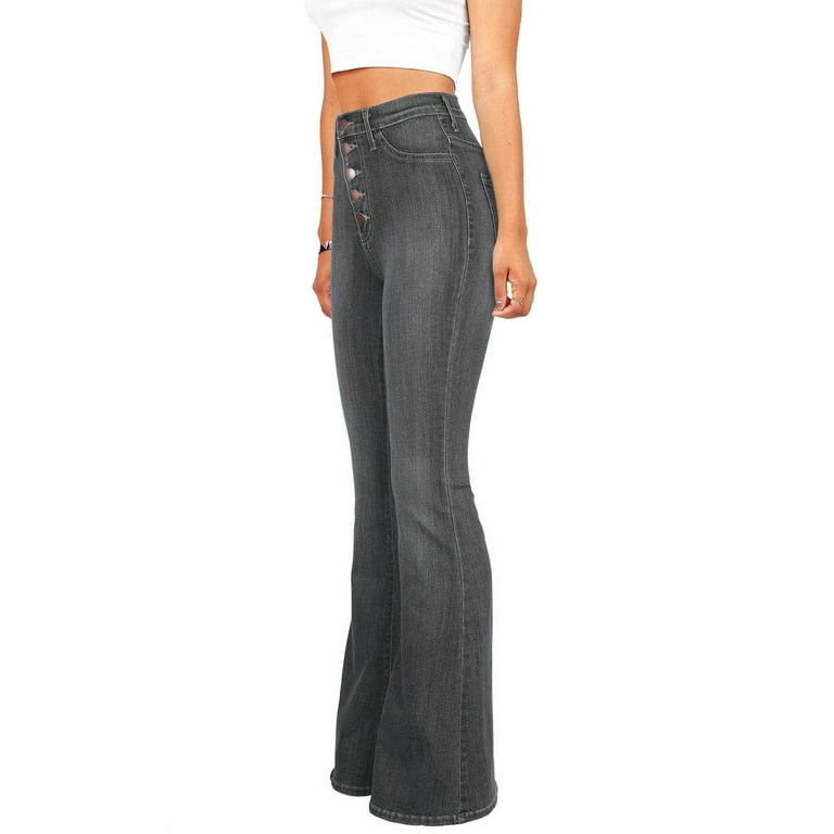 本日までHIGH WAIST BELL-BOTTOM DENIM PANTS ZAKAY High Waisted Bell Bottom Jeans for Women Flare Jeans