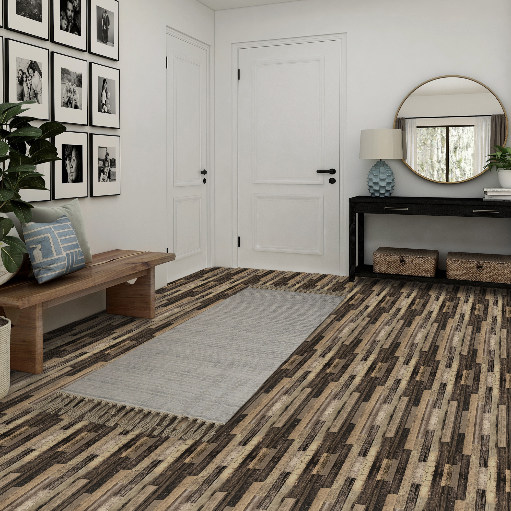 UMIGGEE Wood Grain Peel and Stick Vinyl Flooring Roll, 15.7-in x 118-in/12.8 Sq.Ft Self-Adhesive Vinyl Wood Grain Floor,Versatile Design for Any Space And Easy DIY Install Home Decor