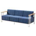 thumbnail image 2 of Unnifurnzi Outdoor Patio Couch-High Back 3 Seater Outdoor Couch with 10 Inches Thick Cushions Outdoor Sofa for Deck Porch Poolside Balcony-White/Blue, 2 of 7