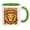 Green, variant on Abstract Lion Rainbow Illustration Ceramic Mug, 11oz Lion Coffee Cup with Comfortable C-Shaped Handle, Vibrant Print King Mane Tea Mug, Unique Colorful Animal Gift for Office or Home