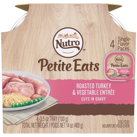 Nutro Petite Eats Wet Dog Food Multipack, Roasted Turkey & Vegetable EntrÃ©e Cuts in Gravy, 3.5 Oz Trays (Pack of