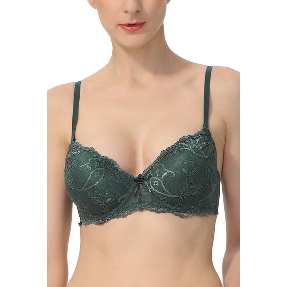 phistic Women Lace Overlay Padded Underwire Bra (Regular & Plus Size 34A- 40D)