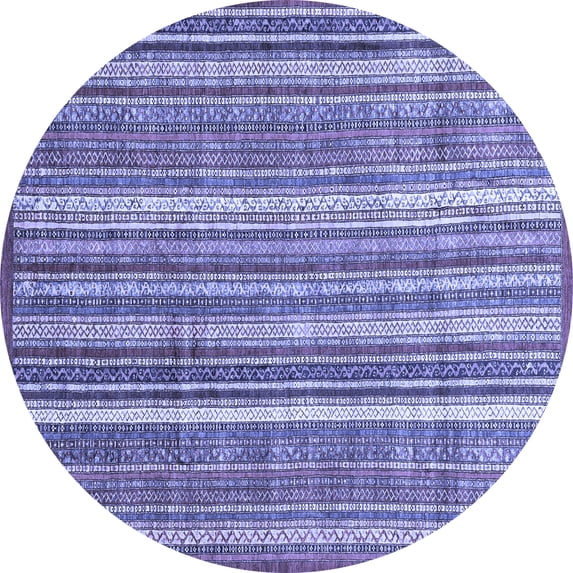 Ahgly Company Indoor Round Abstract Blue Modern Area Rugs, 7' Round