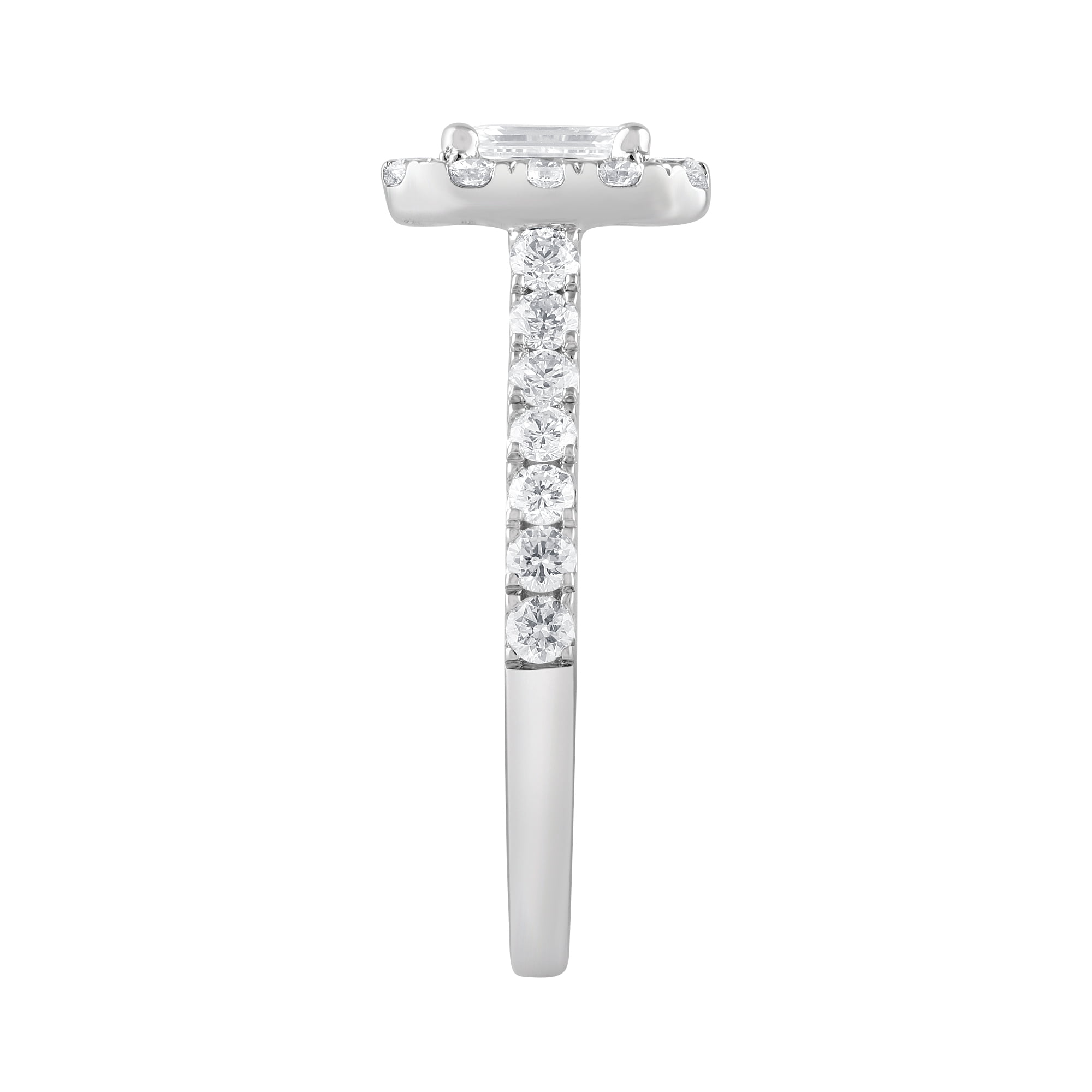 Unique Moments 1.50 ct Lab Grown Diamond Halo Emerald Engagement Ring in 14K White Gold