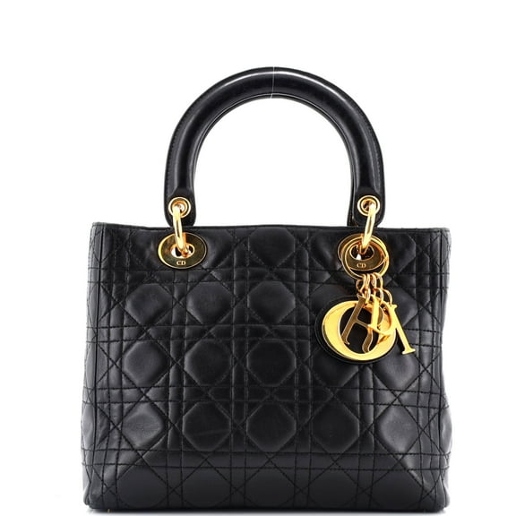 Pre-Owned Vintage Lady Dior Bag Cannage Quilt Lambskin Medium By Rebag