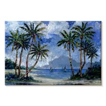 Elephant Stock Impressions Of Palms Ii Wall Art - Horizontal Canvas Wall Art - Living Room Wall Decor - Beach Canvas - Blue And Green Decor By Paul Brent - 24" x 16"