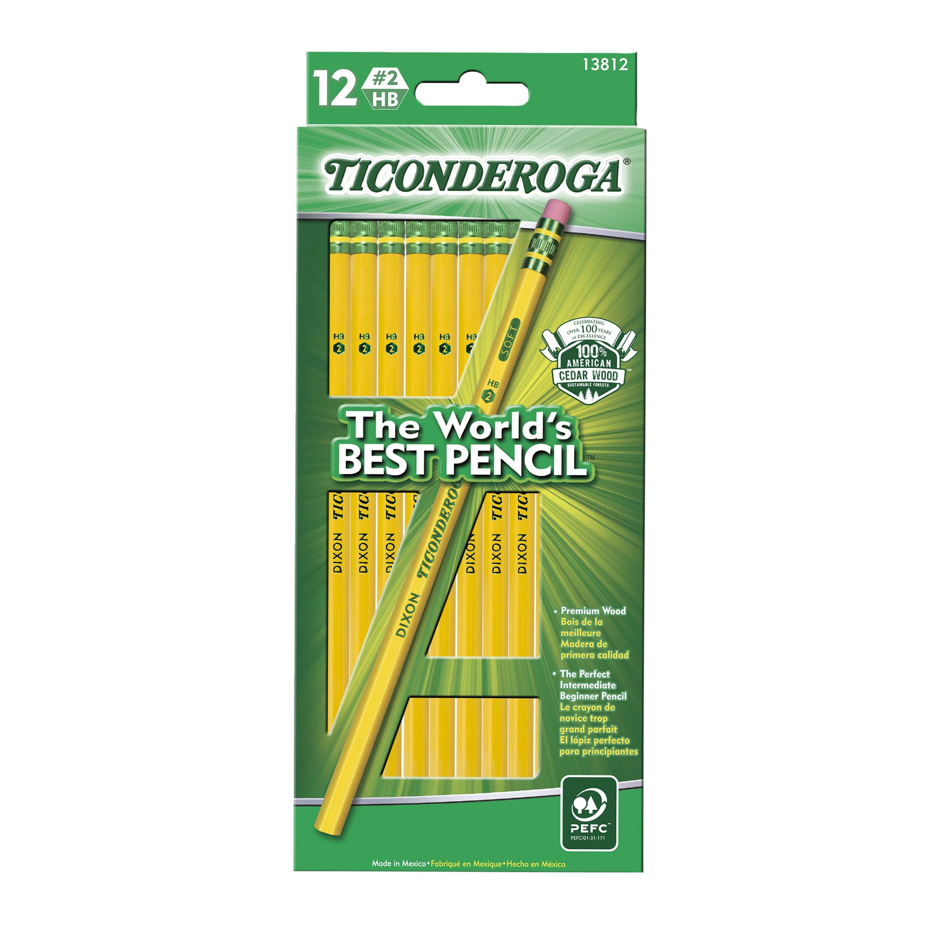 Yellow Pencils Unsharpened Graphite #2 HB Soft Wood-Cased 24-Count 