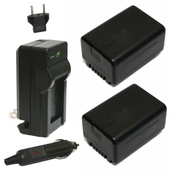 Replacement for Panasonic HC-V770 Battery (2-Pack, 1940mAh) and Charger with Car Adapter
