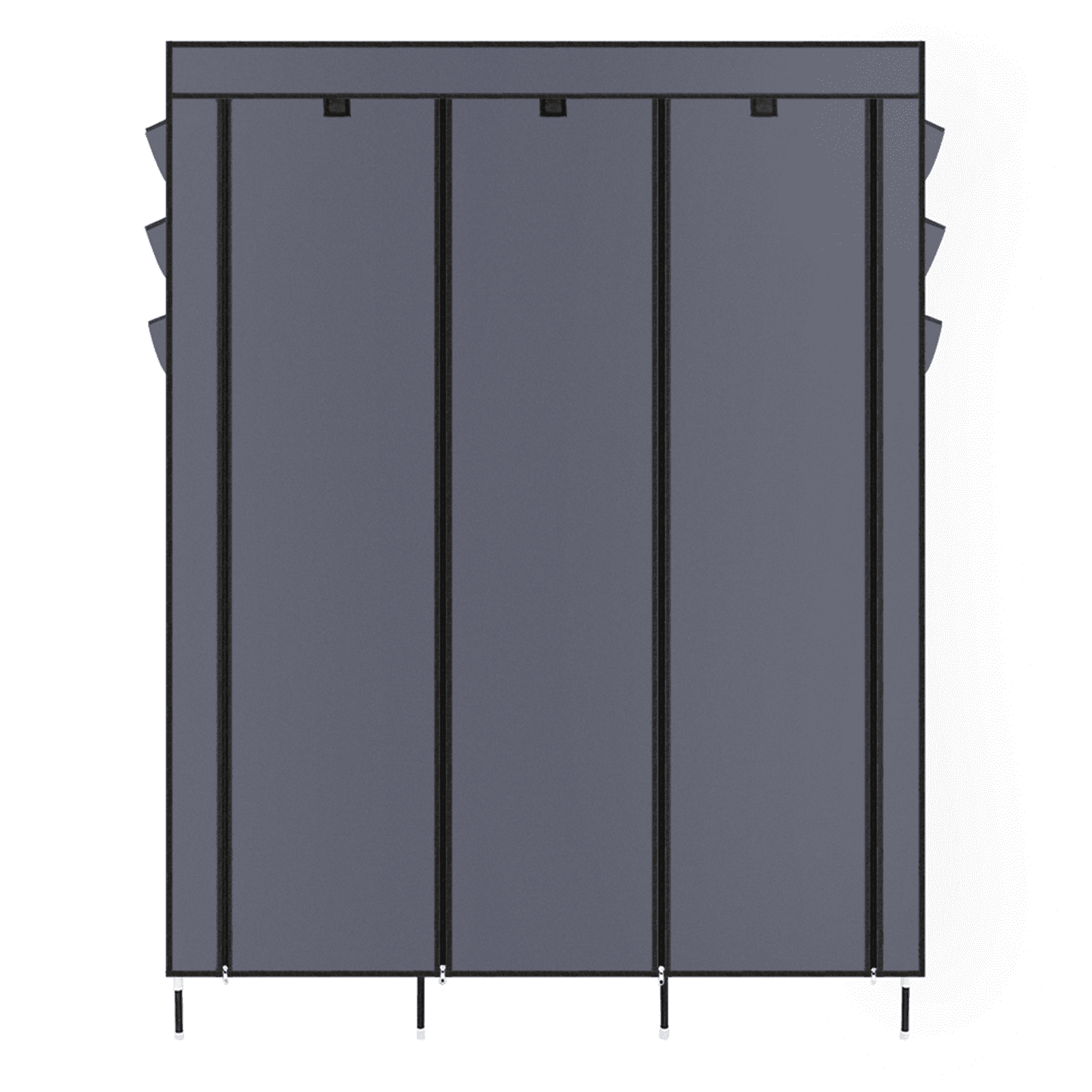 69" Elevated Portable Closet - Heavy Duty Steel Frame with 8 Shelves, High-Leg Design for Robot Vacuums, Dustproof Gray Wardrobe Organizer