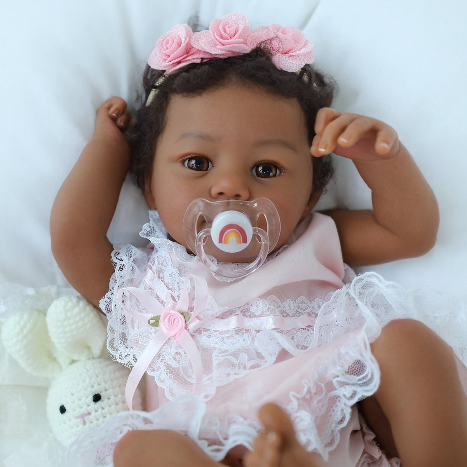 Reborn Baby Doll Black – 18-Inch Realistic Lifelike African American Newborn Handmade Doll with Real Life Soft Weighted Cloth Body and Accessories – Gift Set for Kids Ages 3 and Up
