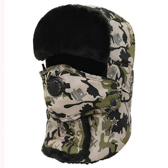 SikaFu Thick Warm Winter Hat Men Women Camouflage Russian Cap Waterproof Russian Hat Ski Trapper Earflap Cap Lovers Bomber Hat