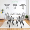 thumbnail image 3 of Juego De Comedor Mesa Vidrio Con 4 Sillas Eames Tapizadas Minimalista KingsHouse gris 5, 3 of 8