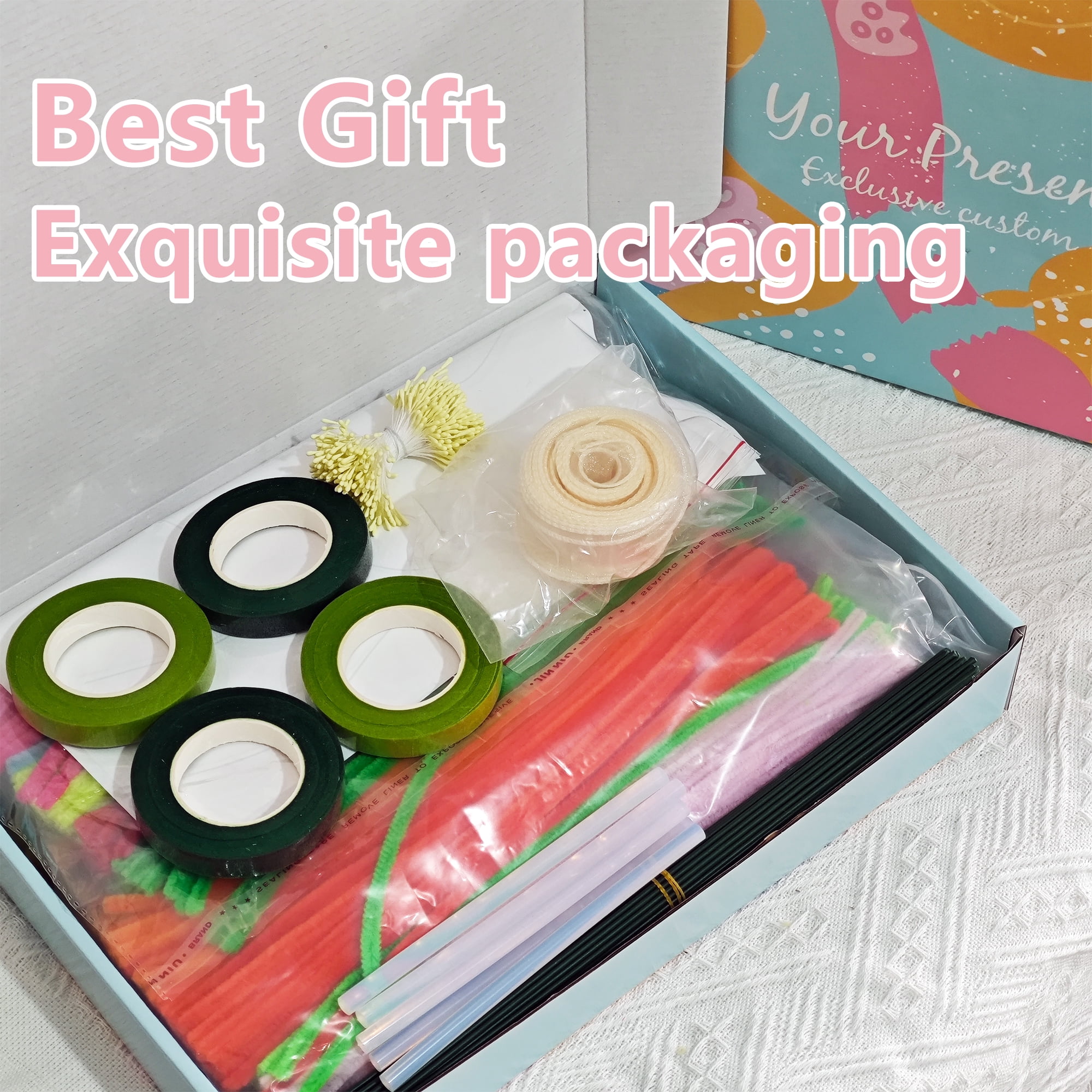 1000 Pcs Pipe Cleaners Assorted 20 Colors 12 inch Chenille Stems Flower Making Kit with Floral Wires,Tape,Ribbon,DIY and Crafts Projects and Decorations Limpia Pipas para Manualidades