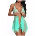 thumbnail image 2 of Puntoco Lingerie for Women Front Closure Babydoll Lace Chemise V Neck Mesh Sleepwear Green XL(XL), 2 of 7