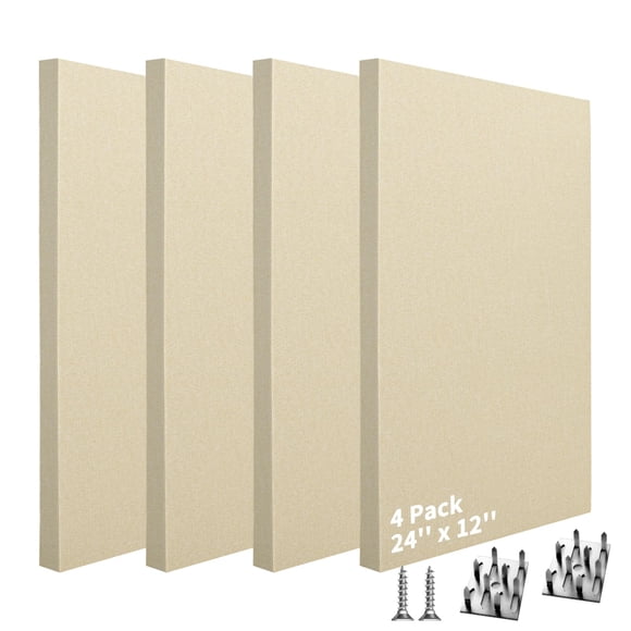 Art3dwallpanels 4 Pcs Panneaux Acoustiques, 24 Pieds'x12 Pieds' Panneaux Muraux en Tissu Insonorisés, Panneaux Absorbants Faciles à Accrocher pour Meubles