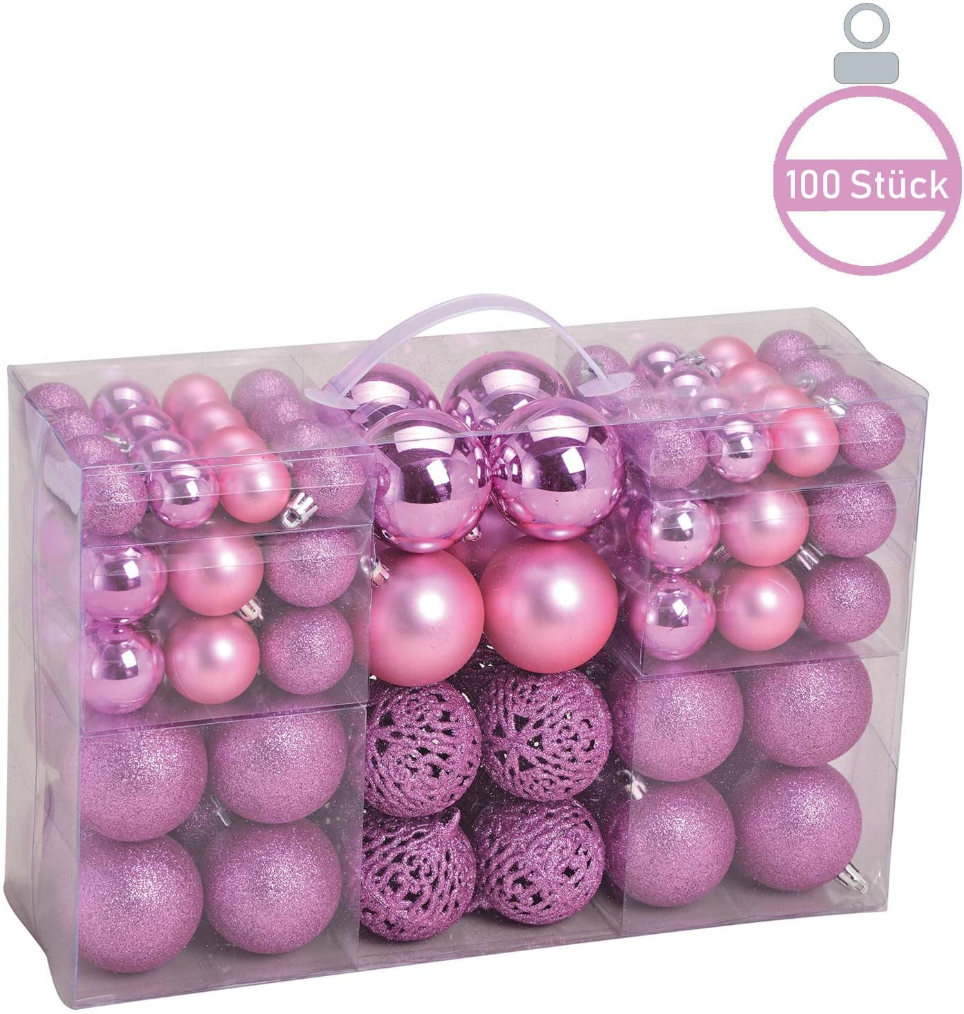 100 Pack Christmas Tree Ornaments Set Mini Shatterproof Holiday