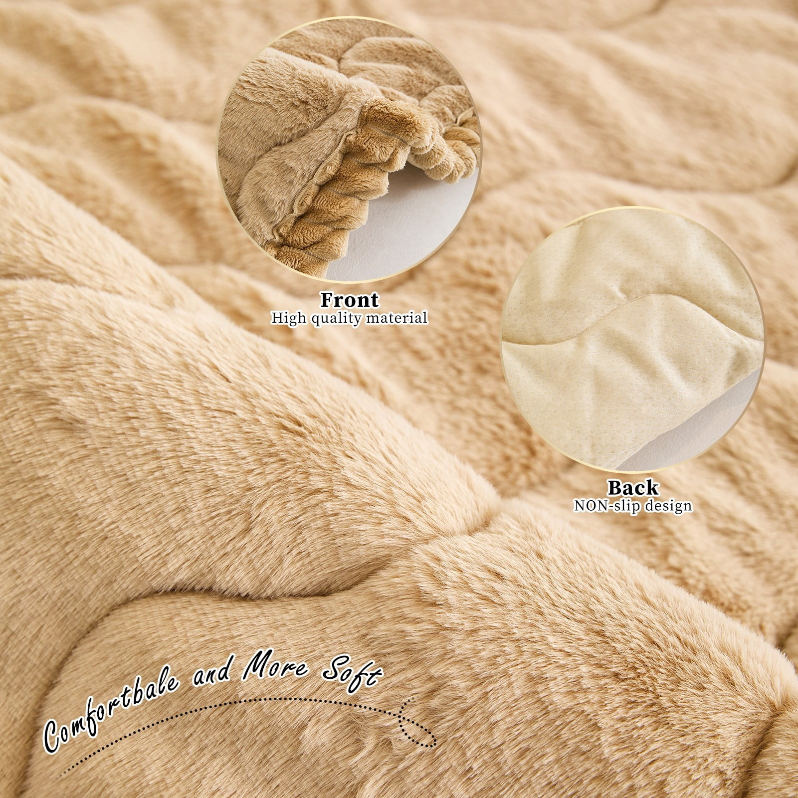 CJC Sofa Cover Fuzzy Couch Cover for Pets Dog Cat Washable Non-Slip Sofa Slipcover Cushion Protector Pets Friendly Mat (Light Brown, 28'' x 59'')