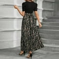 thumbnail image 6 of Moxiu Long Floral Dresses for Women 2025 Elegant Boho Tie Belted Patchwork Empire Waist Short Sleeve Modest Flowy Ruffle Hem Maxi Dress Black,S, 6 of 7