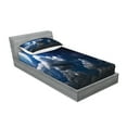 thumbnail image 2 of Ambesonne Space Fitted Sheet & Pillow Sham Set, Moon Clouds Stars Night, Twinxl, Dark Blue White, 2 of 2