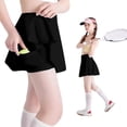 thumbnail image 2 of VNKIDY Girls Kids Solid Color High Waist Flared Athletic Skirt With Built In Shorts For Toddlers Summer Daily Wear Casual Outings Playful Outdoor Activities Stylish Skirt, 2 of 5