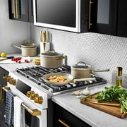 Thyme & Table 12-Piece Ceramic Non-Stick Granite Collection Cookware Set, Non-Toxic Pots and Pans Set - Taupe & Gold
