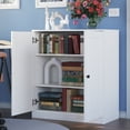 thumbnail image 5 of Palace Imports 100% Solid Wood 3-shelf Bookcase with Adjustable Shelves and Solid Doors, White, 5 of 5