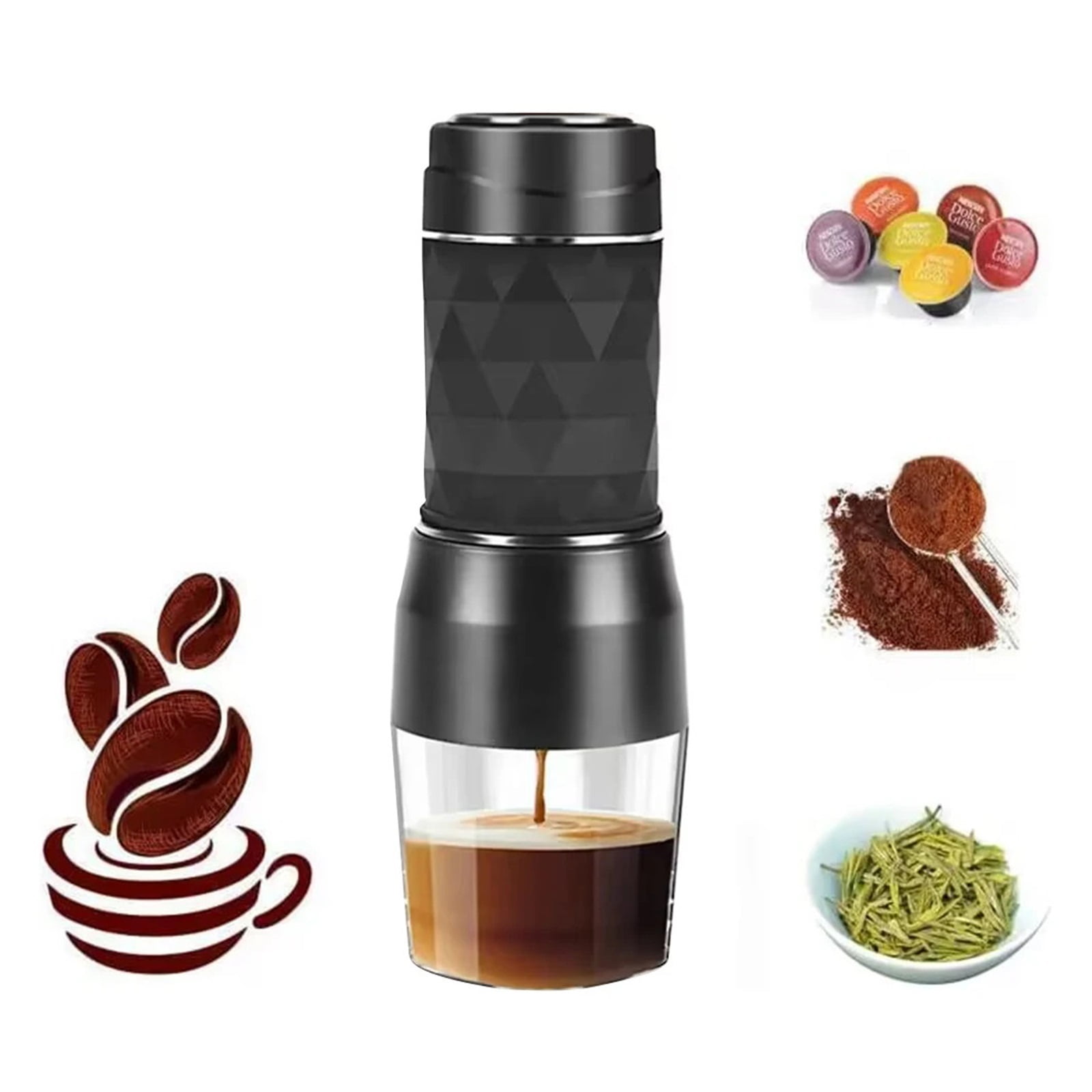 Espresso Coffee Maker Hand Press Capsule Ground Coffee Brewer Portable Coffee Machine Fit Coffee Powder And Coffee Capsule ,Portable