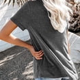 thumbnail image 2 of Casual Style Loose Short-sleeved Pockets Stitching Solid Color T-shirt Simple Natural Fashion Ladies Set Short Sleeves, 2 of 3