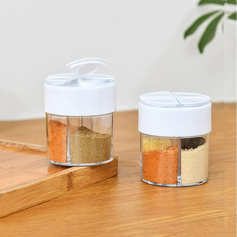 2 PCS Travel Spice Containers, 5 in 1 Camping Seasoning Jars
