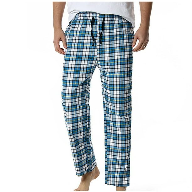 Puntoco Men'S Pants Clearance Plaid Pajamas Straight Yoga Pants Home