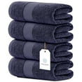 thumbnail image 4 of White Classic Luxury Navy Bath Towels Large Pack of 4, Hotel Quality Bathroom Towel 27 x 54 Set, Dark Blue Shower Cotton Towels 4 Pack, Large Thick Plush Bath Towels 700 Gsm For Body, Hair, Navy Blue, 4 of 9