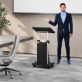 thumbnail image 7 of Walsunny Mobile Podium Standing Rolling Laptop Cart w/Tilt Desktop Adjustable Height Portable Computer Desk on Wheels Black, 7 of 7